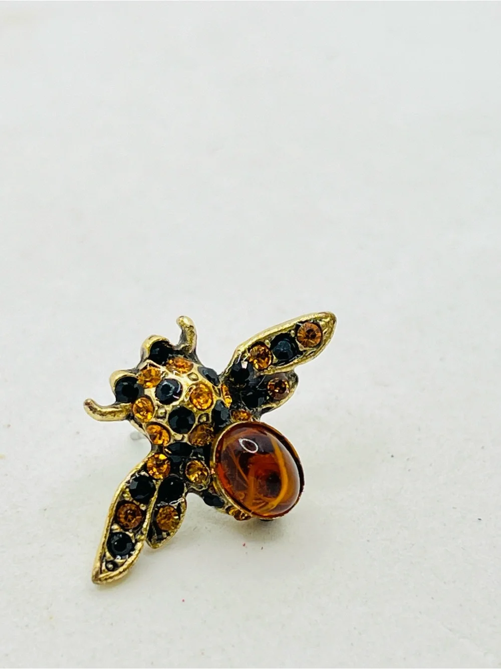 Gold-Tone Amber & Black Bee Brooch - Women Jewelry